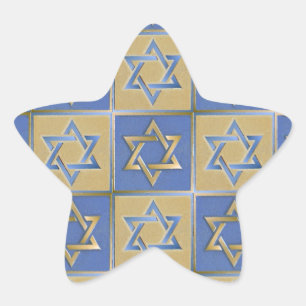 Sticker Étoile Judaica Star de David Metal Gold Blue