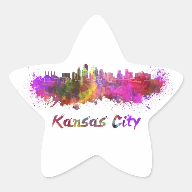 Sticker Étoile Kansas Ville skyline in watercolor (Devant)