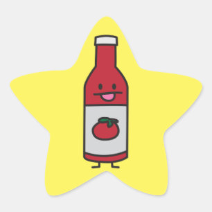Sticker Étoile Ketchup Bouteille Sauce tomate Table condiment fan