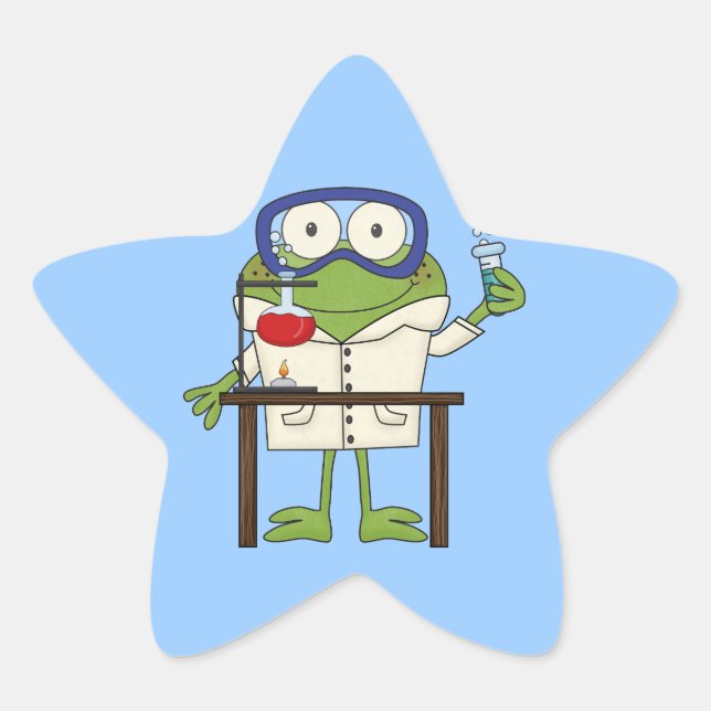 Sticker Étoile La grenouille dans le laboratoire scientifique (Devant)