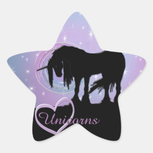 Sticker Étoile La licorne noire mystique (Pastel Swirl)