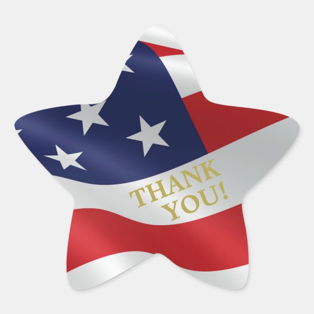 Sticker Étoile Le drapeau des Etats-Unis d'Amérique Merci (Devant)