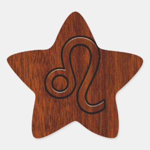 Sticker Étoile Léo Zodiac Sign à Brown Mahogany wood