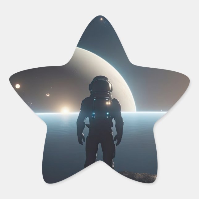 Sticker Étoile Les astronautes flottant dans l'univers (Devant)