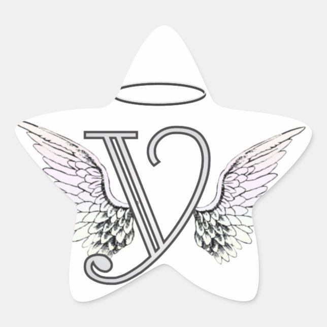 Sticker Étoile Lettre Y Monogramme initial avec ailes angéliques  (Devant)