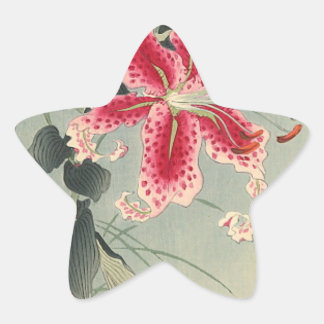 Sticker Étoile Lily et papillons par Ohara Koson