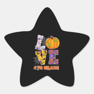 Sticker Étoile Love 4e année Enseignant école Halloween Cadeau
