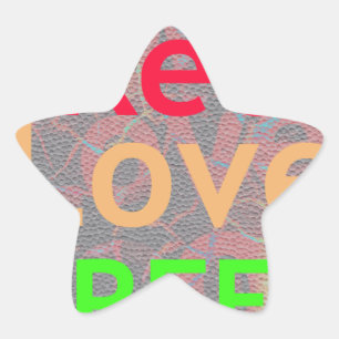 STICKER ÉTOILE LOVE RED GOLDEN VERT