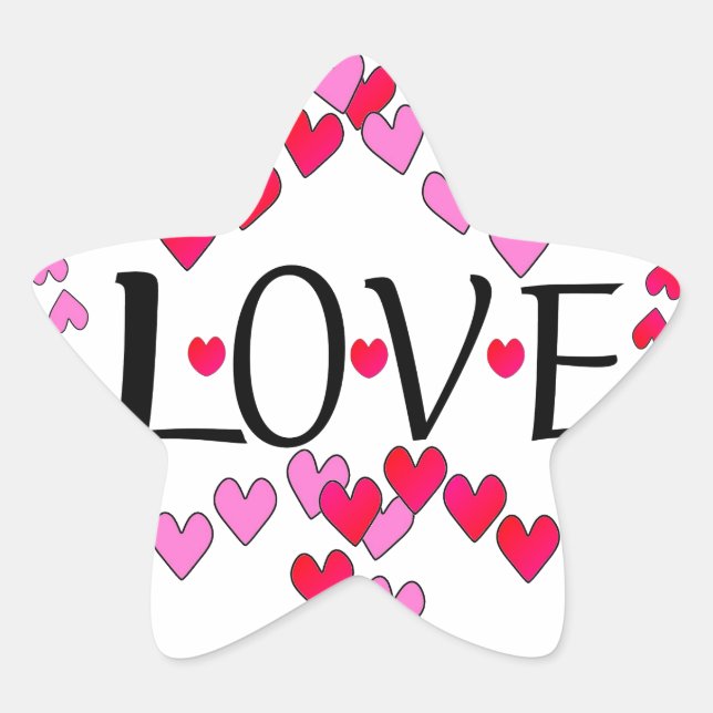 Sticker Étoile LOVE ROUGE ROSE DE Tiny Hearts (Devant)