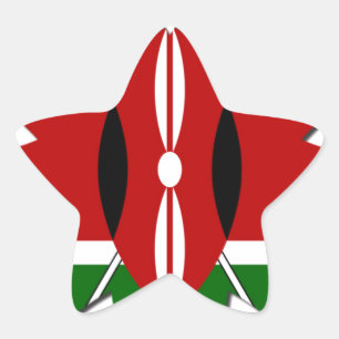Sticker Étoile Lovely Hearts Kenya : Drapeau Art Motif