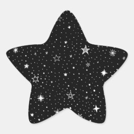 Sticker Étoile Main Blanche Tirée Étoiles Sur Noir