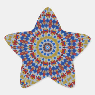 Sticker Étoile Mandala jaune bleu