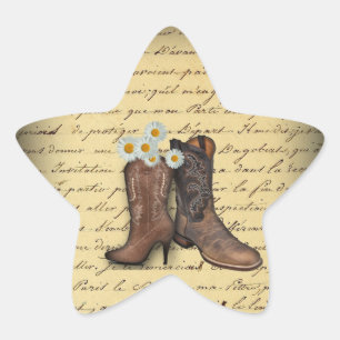 Sticker Étoile mariage de cowboy du pays vintage de l'ouest