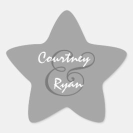 Sticker Étoile Mariage d'enveloppe gris argent