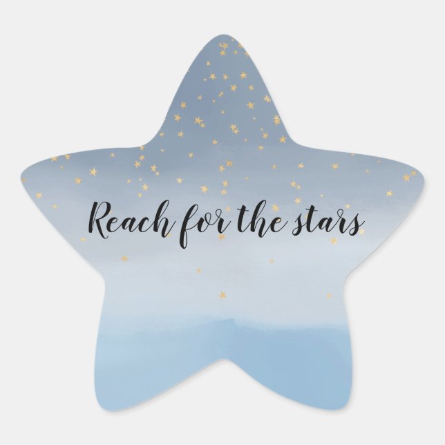 Sticker Étoile Marine Blue Gold Stars Sky Aquarelle (Devant)