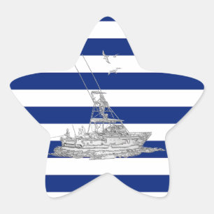 Sticker Étoile Marlin Pêche Chrome sur les bandes Nautiques