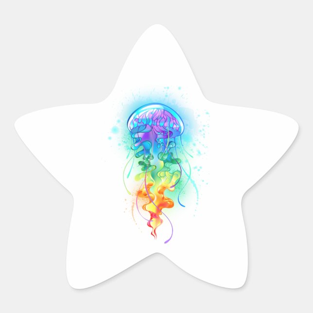 Sticker Étoile Méduse arc-en-ciel (Devant)