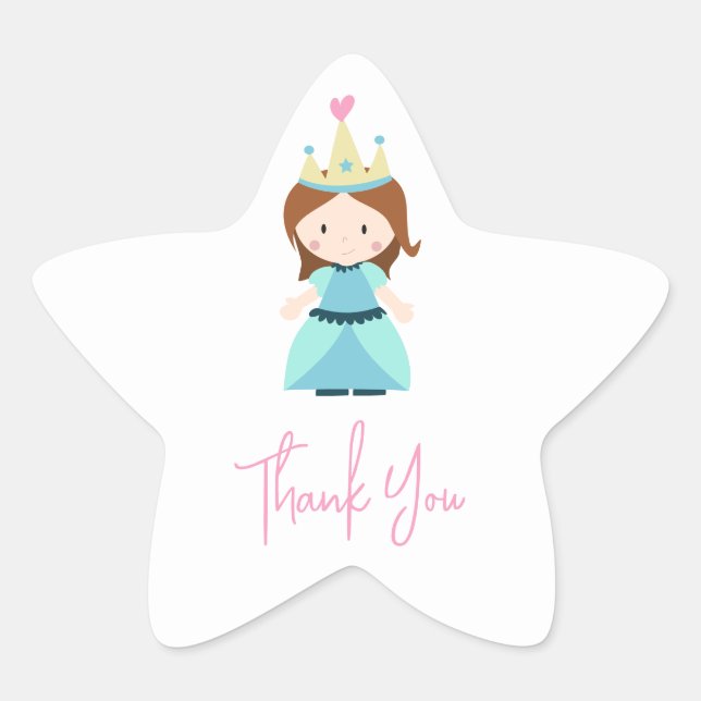 Sticker Étoile Merci de fête d'anniversaire de la princesse (Devant)