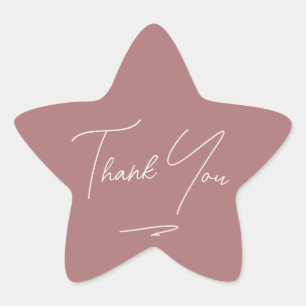 Sticker Étoile Merci de script minimaliste manuscrit rose Dusty