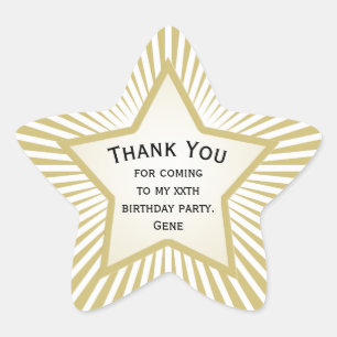 Sticker Étoile Merci : Pour tous les anniversaires - Gold/White S