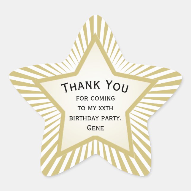 Sticker Étoile Merci : Pour tous les anniversaires - Gold/White S (Devant)
