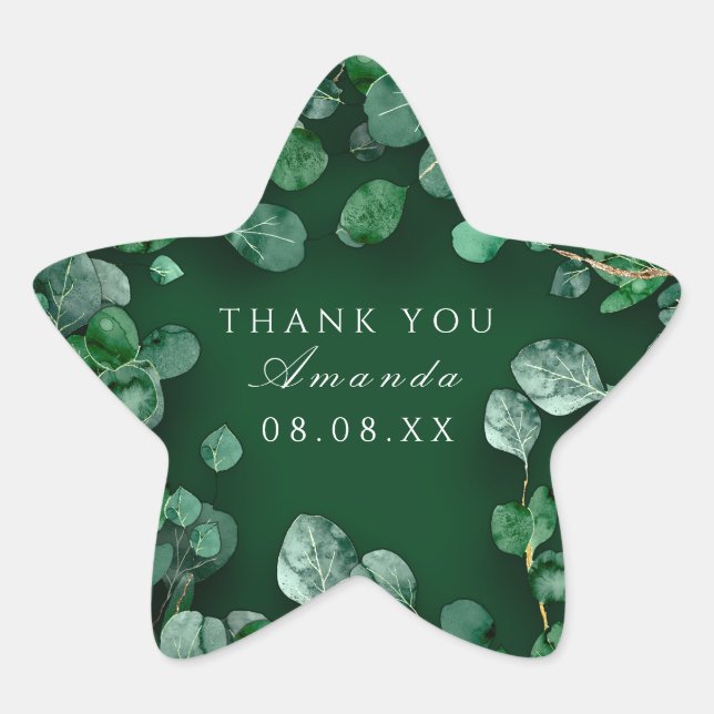 Sticker Étoile Merci Rustic Green Eucalyptus Woodland Favoriser S (Devant)