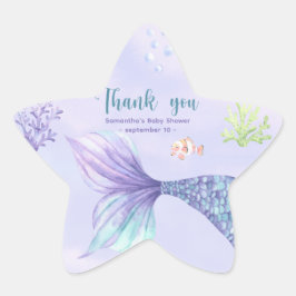 Sticker Étoile Mermaid Girl Baby shower Merci