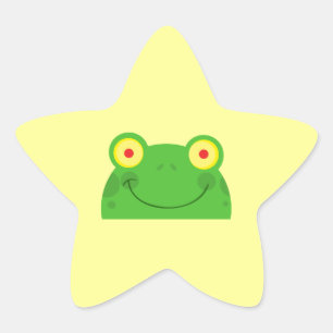 Sticker Étoile mignon dessin animé grenouille visage froggy