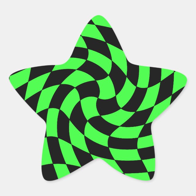 Sticker Étoile Mignonne punk néon vert et noir étoile (Devant)