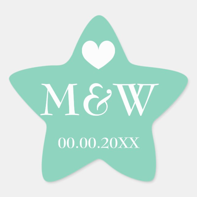 Sticker Étoile Mint étoile de poisson monogramme mariage faveurs  (Devant)