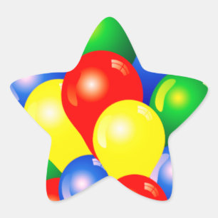 Sticker Étoile modèle de fête d'anniversaire de ballons coloré