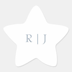 Sticker Étoile Monogramme bleu poussiéreux Initiales Mariage mini