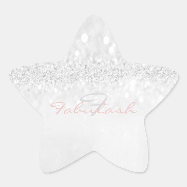Sticker Étoile Monogramme de fille Parties scintillant étincelant (Devant)