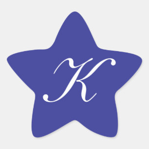 Sticker Étoile Monogramme « K » Blanc sur Fond Bleu