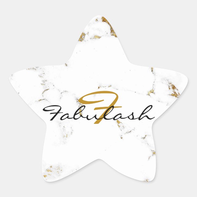 Sticker Étoile Monogramme Marbre blanc Gold Parties scintillant N (Devant)