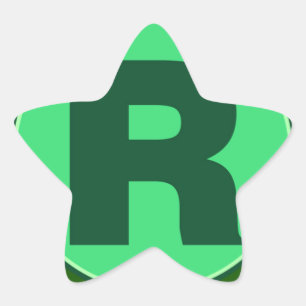 Sticker Étoile Monogramme Nom initial lettre verte alphabet r