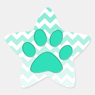 Sticker Étoile Monogramme turquoise Chevron Paw Zig Zag