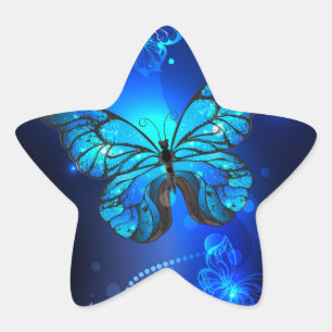 Sticker Étoile Morpho Butterfly in the Dark Background