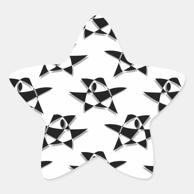 Sticker Étoile Motif Abstrait noir et blanc (Devant)