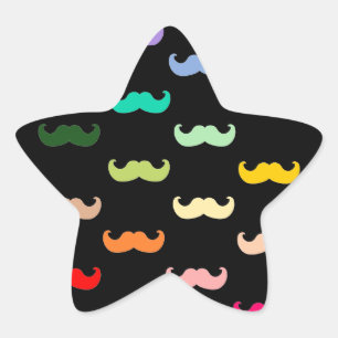 Sticker Étoile Motif coloré de moustache d'arc-en-ciel sur le
