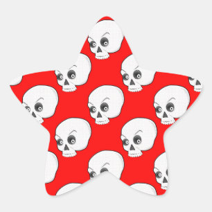 Sticker Étoile Motif crâne sur Arrière - plan rouge