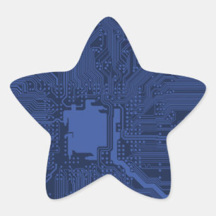 Sticker Étoile Motif de carte mère Geek bleu