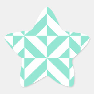 Sticker Étoile Motif de cube géométrique vert Seafoam