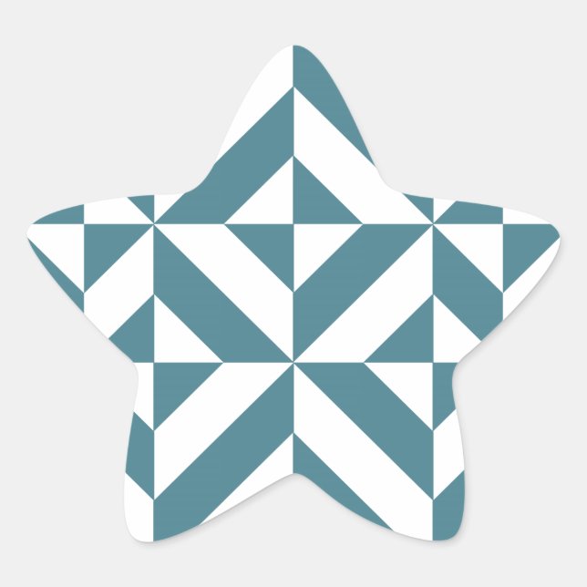 Sticker Étoile Motif de cube vert géométrique profond Turquoise (Devant)