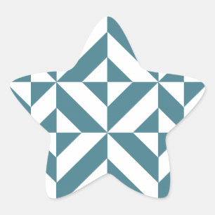 Sticker Étoile Motif de cube vert géométrique profond Turquoise