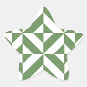 Sticker Étoile Motif de cube vert laiton foncé
