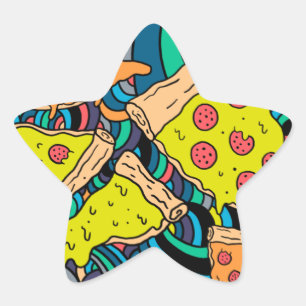 Sticker Étoile Motif de pizza