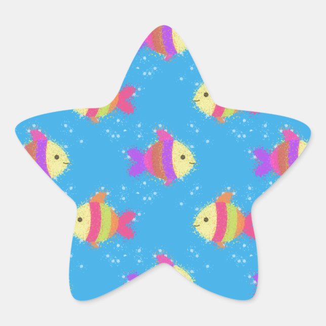 Sticker Étoile Motif de poissons (Devant)