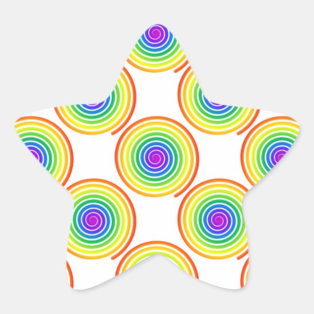 Sticker Étoile Motif de spirale arc-en-ciel (Devant)