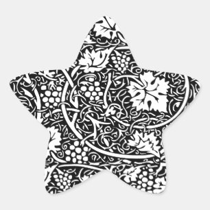 Sticker Étoile Motif de vigne de raisin noir et blanc de William